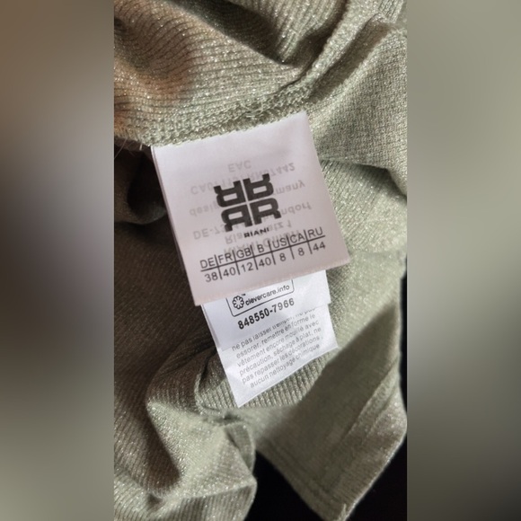 RIANI Sequin Palm Tree Tank Top Green Metallic Knit Sleeveless - Picture 10 of 10